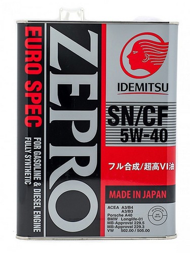 IDEMITSU ZEPRO EURO SPEC F-S SAE 5W40 SN/CF 4L