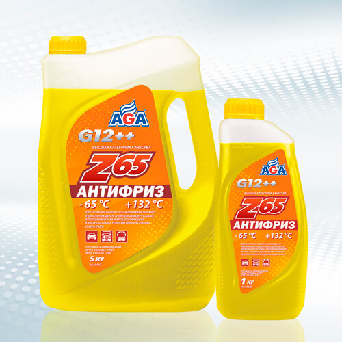 Антифриз AGA  G12++, -65C желтый 1л. AGA042Z