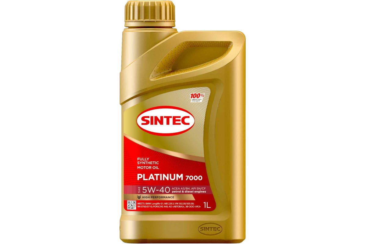 Масло моторное Sintoil/Sintec Platinum 7000 SAE 5W40 SN/CF 1L (№600138)